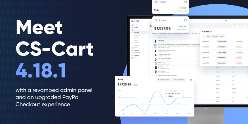 Meet CS-Cart 4.18.1 with a revamped admin panel and an upgraded PayPal Checkout experience