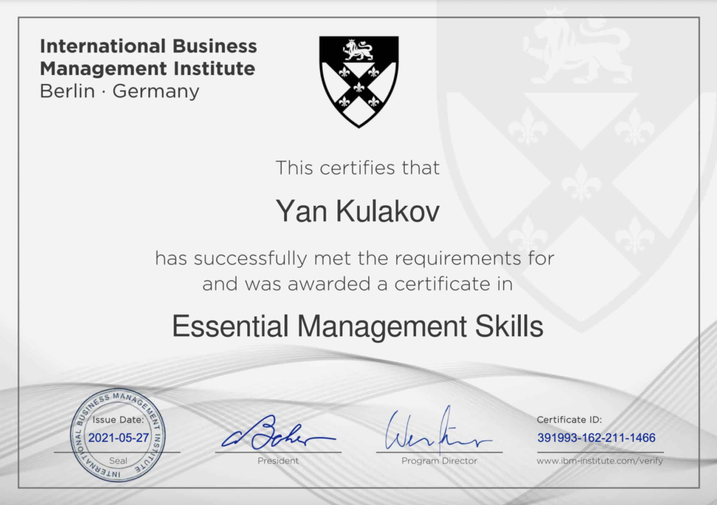 essential management skills certificate
