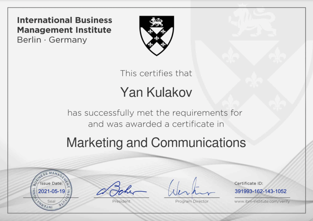 marketing and communications certificate