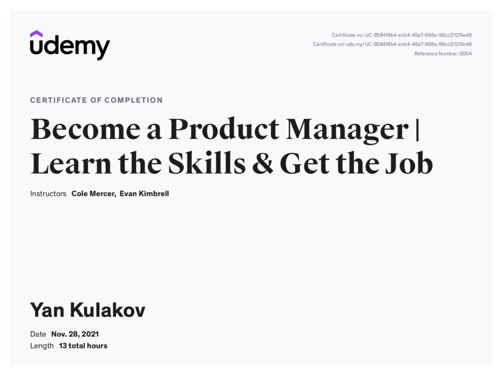 become a product manager certificate